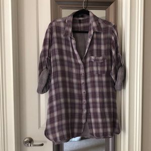 Purple Plaid Buttondown Tunic